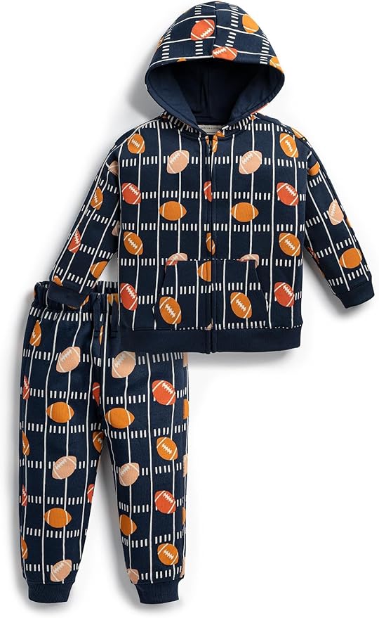 monica + andy Sporty Sweatsuit, 100% Organic Cotton Clothes for Boys & Girls, Outfit Sizes For Kids, Toddler & Infant