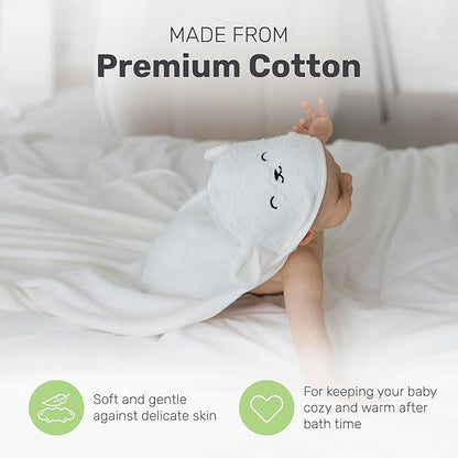 Snuggle Hooded Bamboo Baby Towel, Ultra-Soft Bamboo Viscose for Warmth and Quick Drying, Functional Bath-Time Essential, Adorable Hooded Baby Towels