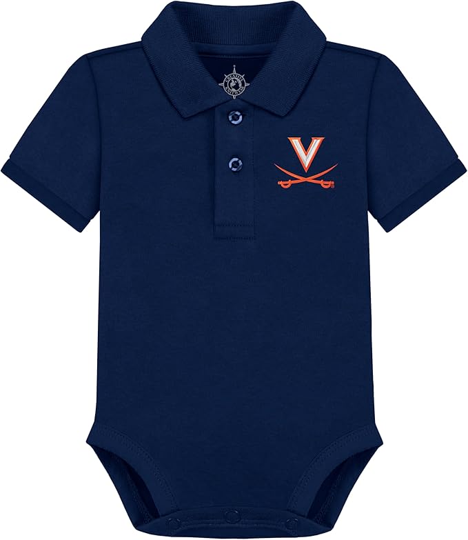 Creative Knitwear College Baby Polo Bodysuit Solid - Team Logo, Multiple Colors, for Boys & Girls (0-12 Months)