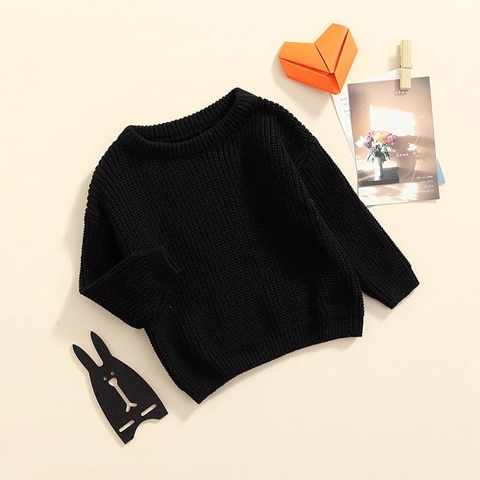 Newborn Baby Boy Girl Knit Sweater Long Sleeve Solid Winter Warm Sweatshirt Top Outfit Infant Toddler Fall Clothes