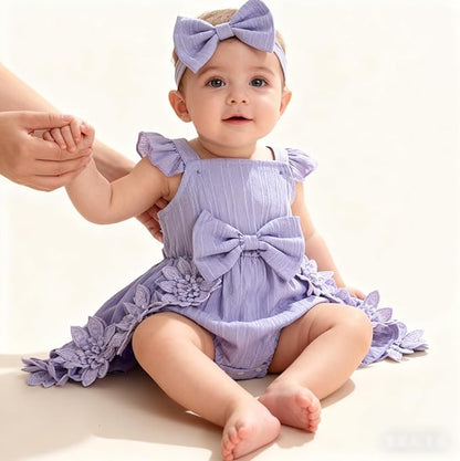 Baby Girl Valentine Romper Dress Outfit Ruffle Sleeveless 3D Floral Lace Bodysuit for Newborn Infant