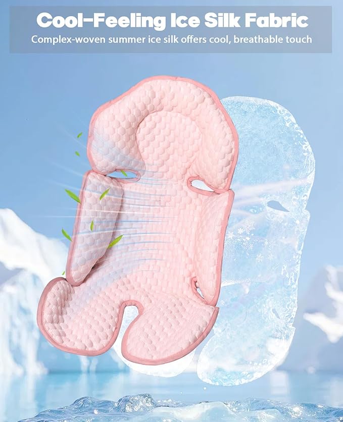 Infant Car Seat Insert, Reversible Baby Carseat Cushion 2-in-1 for Newborns Toddlers Head & Body Support Pad for Carseats, Strollers, Swings, Bouncers