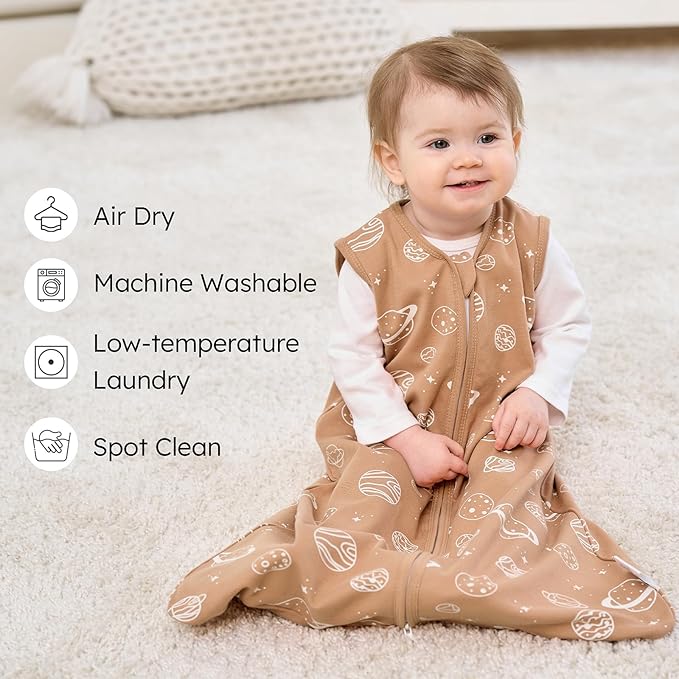 Baby Sleep Sack 18-24 months, 100% Cotton Sleeping Sack for Newborn and Infant, 3 Pack Baby Wearable Blanket for Boy and Girl, 0.5 Tog Lightweight Double Zipper Sleep Bag Coffee Dinosaur Planet