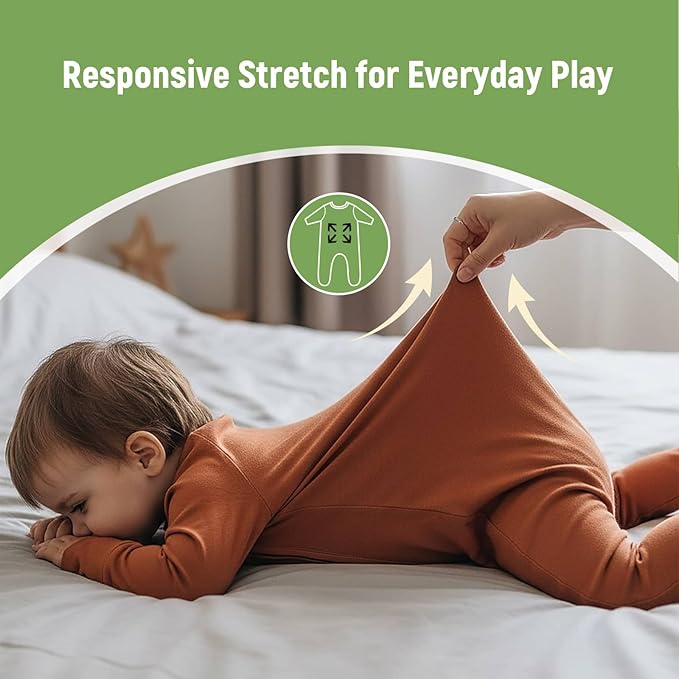 OPAWO Bamboo Baby Pajamas 3 Pack, 2 Way Zipper Newborn Footie Pajamas with Mitten Cuffs, Bamboo Sleepers for Baby Girl Onesie