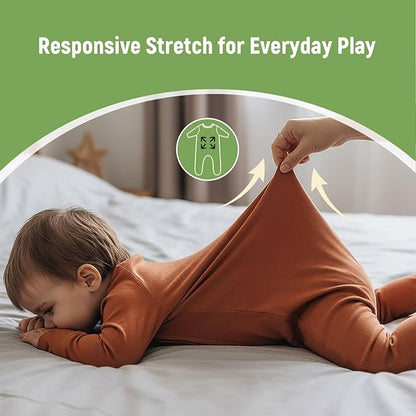 OPAWO Bamboo Baby Pajamas 3 Pack, 2 Way Zipper Newborn Footie Pajamas with Mitten Cuffs, Bamboo Sleepers for Baby Girl Onesie