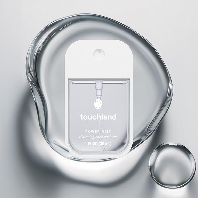 Touchland Hydrating Hand Sanitizer Spray, DYE FREE Trio Set (Rainwater, Unscented, Beach Coco), 1 FL. OZ. Travel Size Power Mist Sprays (Set of 3)