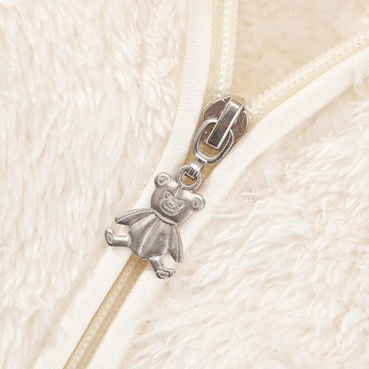 Baby Toddler Boys Girls Fleece Jacket with Hood Zip Up Cute Bear Coats for Infant Boys Girls Fuzzy Jacket with Ear 1-5T