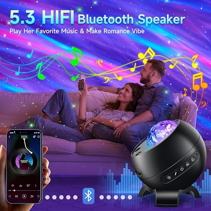 Northern Galaxy Light Projector, 300+Modes & 5 Films Star Projector, 15 White Noise & Bluetooth Moon Galaxy Projector, Valentines Day Gifts, Gifts Star Lights for Ceiling, Bedroom Decor