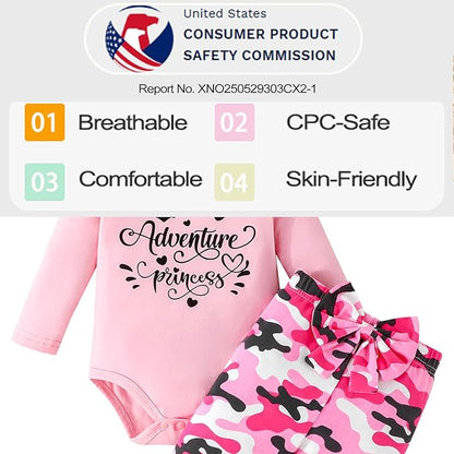 GDTOGRT Newborn Baby Girl Clothes Outfit Set Sweet Ruffle Romper, Pants and Headband 0 3 6 9 12 18 Months Infant Clothing