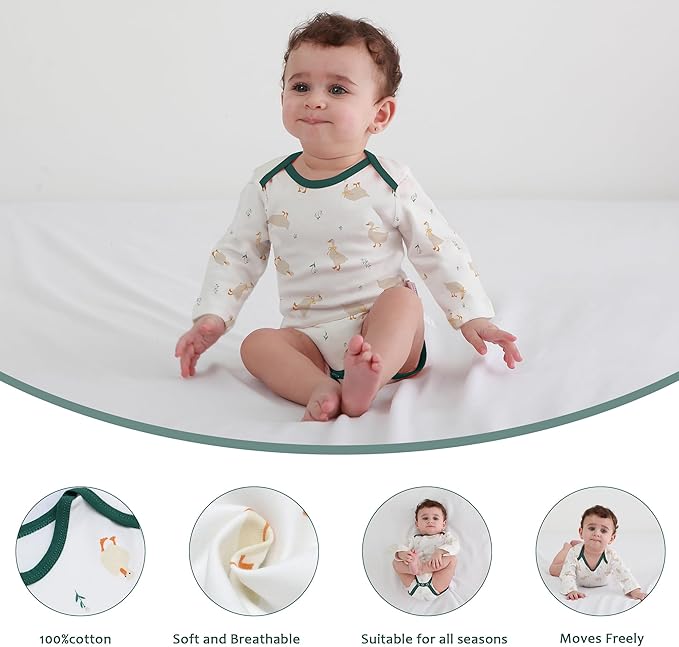 LAT 3 Pcs Baby Footie Pajamas，Infant Girls Boys One-Piece Footies Sleeper Newborn Cotton Sleepwear Outfits,zipper design