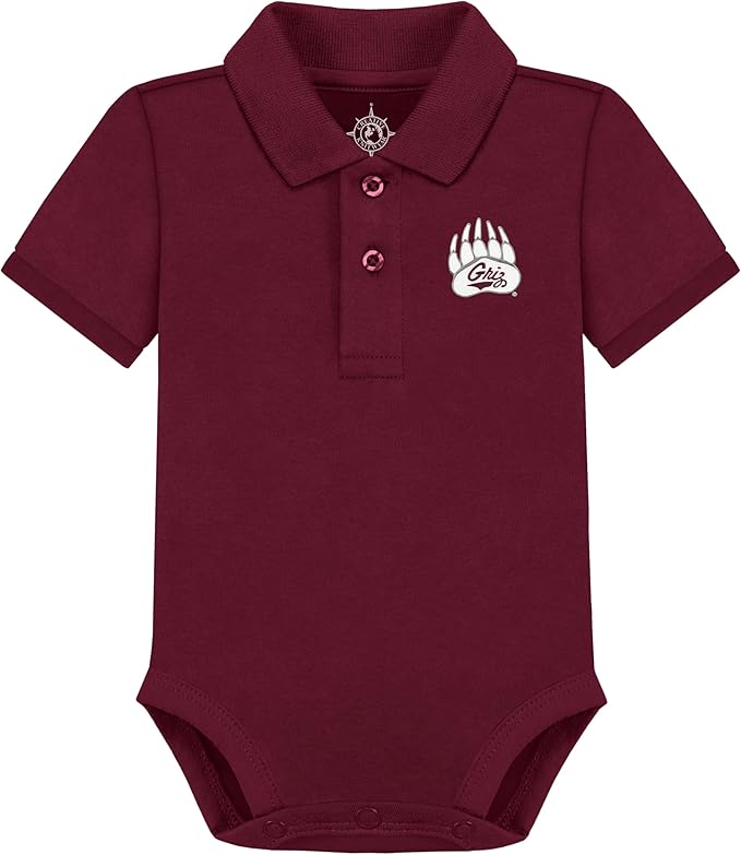 Creative Knitwear College Baby Polo Bodysuit Solid - Team Logo, Multiple Colors, for Boys & Girls (0-12 Months)