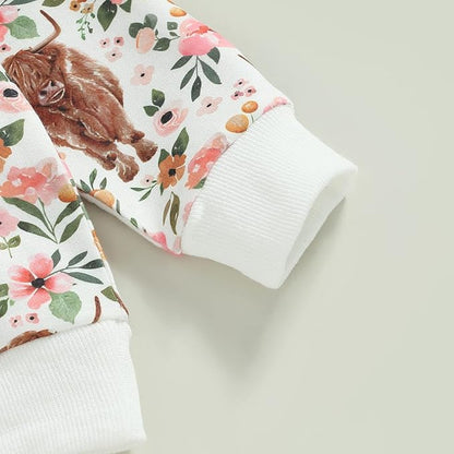 3Pcs Baby Girl Outfits Daisy Sweatshirt + Pants + Headband Infant Fall Winter Clothes