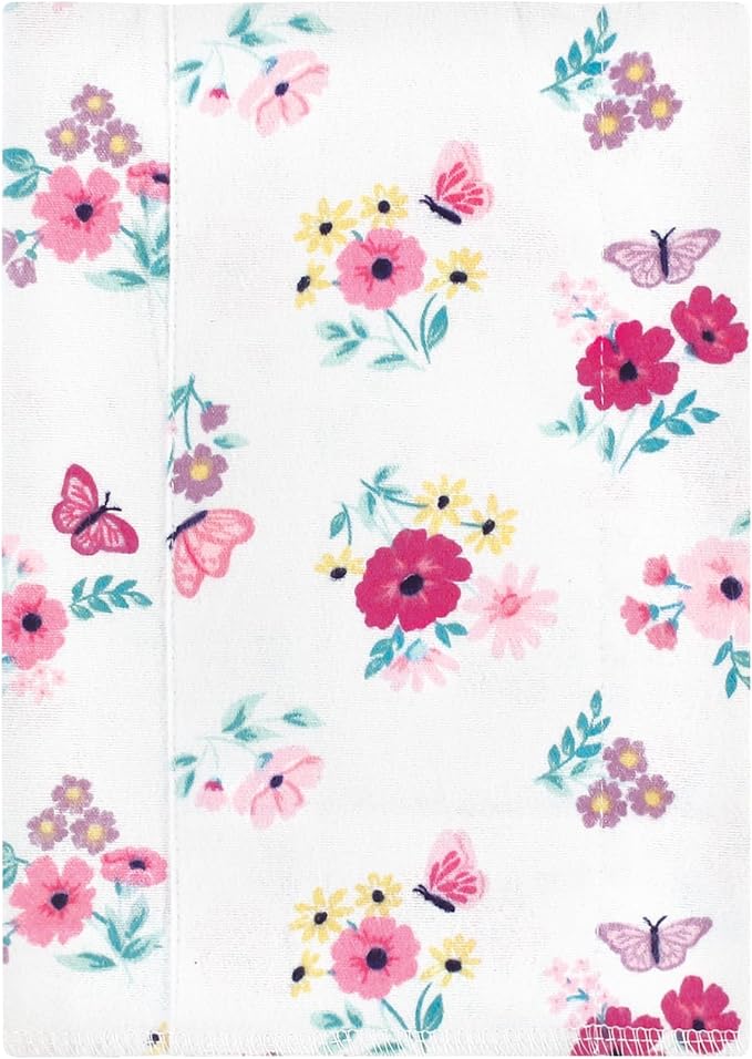 Luvable Friends Hudson Baby Flannel Burp Cloths 4pk, Pink Butterfly Meadow