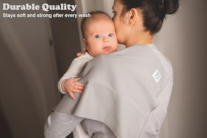 Baby Burp Cloths for Boys and Girls - 7 Pack Large 100% Cotton - Double Layered Extra Absorbent Burp Rags, Green-Grey