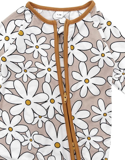 Bow Dream Bamboo Rayon Baby Boy Romper Footed Long Sleeve Footies Newborn Girl Clothes Footless with Zipper and Mitten Cuffs