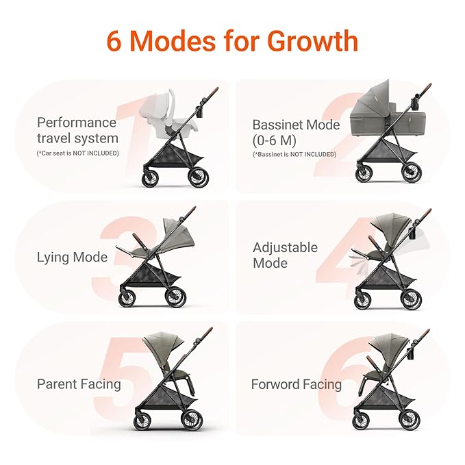 MAMAZING Air Lux Baby Stroller, Strength Carbon Fiber Frame & Only 15.8lbs, Infant Stroller with Bassinet & Cup Holder, One-Hand Compact Folding & Reversible Seat, Soft Insert & Car Seat Adapter