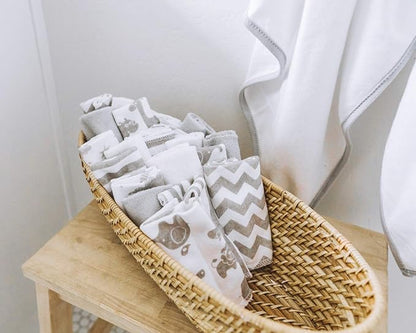 Spasilk 20-Piece Washcloth Set for Newborn Boys and Girls, Soft Terry Baby Washcloths, Baby Essentials, Gray Celestial