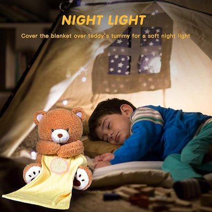 BEREST Baby Sleep Soother Bear, Mom's Heartbeat & Lullabies White Noise Machine, Nursery Decor Night Light Projector, Toddler Crib Sleeping Aid, Newborns Shower Gifts Portable Teddy