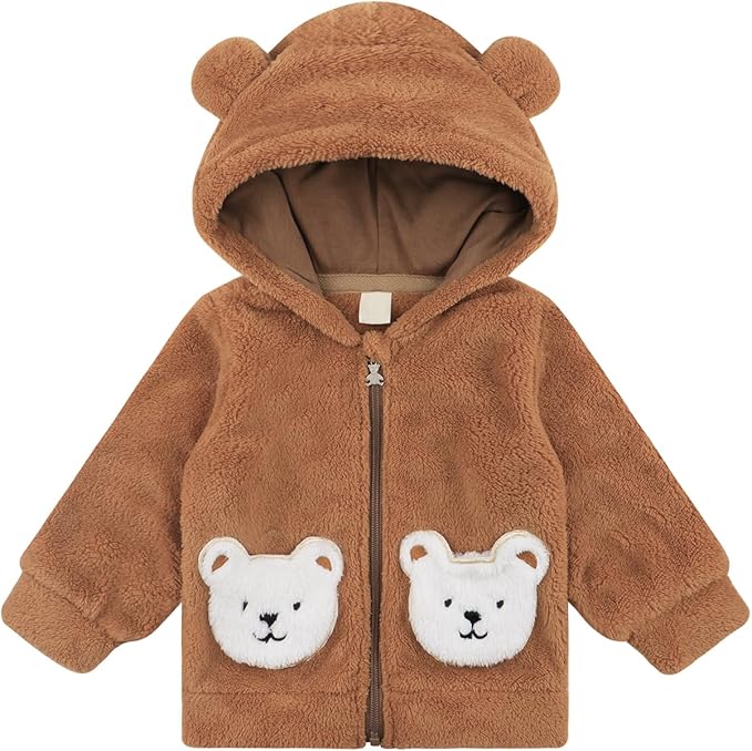 Newborn Baby Girls Clothes Toddler Boys Fleece Jacket Neutral Winter Hoodie Coat