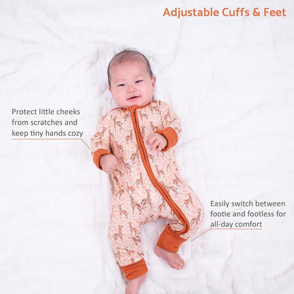 LollyBanks Baby Pajamas, 2-Way Zipper Infant Romper, 95% Viscose Made from Bamboo and 5% Spandex, Baby Sleepers