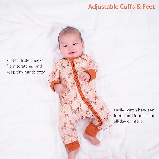 LollyBanks Baby Pajamas, 2-Way Zipper Infant Romper, 95% Viscose Made from Bamboo and 5% Spandex, Baby Sleepers