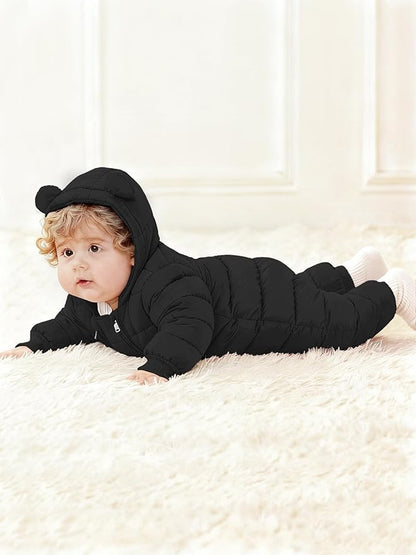 XMWEALTHY Baby Snowsuit Toddler Girl Clothes Cute Hooded Double Zipper Boys Winter Coat Unisex Romper for Infant