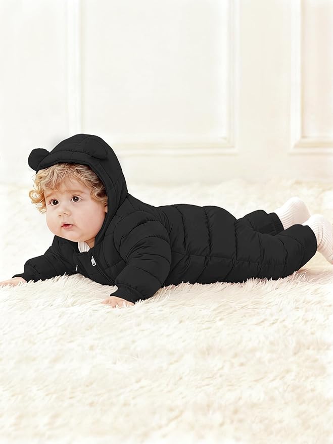 XMWEALTHY Baby Snowsuit Toddler Girl Clothes Cute Hooded Double Zipper Boys Winter Coat Unisex Romper for Infant