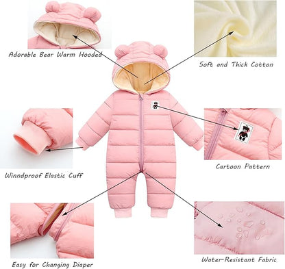 Newborn Snowsuit Baby's Romper Jumpsuit Winter Coats Warm Down Coat Cute Padded Windproof Onesie for infant girls boys