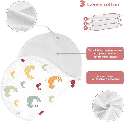 vvfelixl Baby Burp Cloths Animal Chicken Baby Newborn Cotton Burping Cloths Set Baby Washcloths 4 Pack