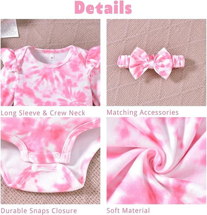 Aalizzwell Preemie Newborn Infant Baby Girls Clothes Ribbed Romper Bodysuit Pants Set Fall Winter Outfits