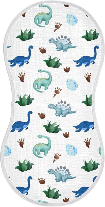 vvfelixl Baby Burp Cloths Palm Tree and Dinosaur Baby Newborn Cotton Burping Cloths Set Baby Washcloths 4 Pack