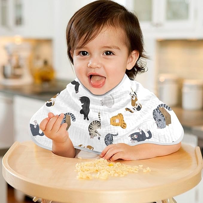 vvfelixl Cartoon Cat Burp Cloths for Baby Boy Girls Baby Washcloths Burp Rags 1 Pack