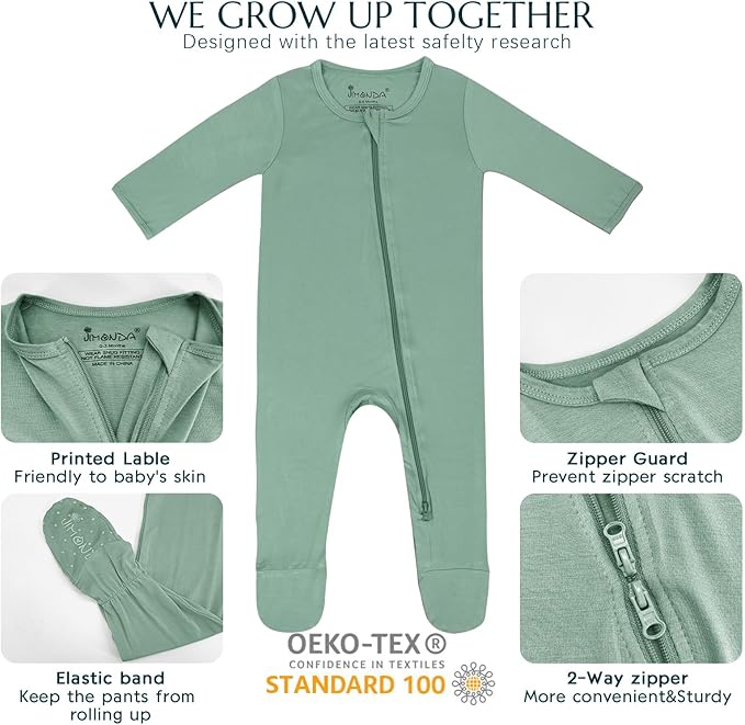 Jimonda Baby Romper Boys Girls Bamboo Pajamas 2-Way Zipper Footed Unisex Zip-Up Sleepers Sleep and Play pjs
