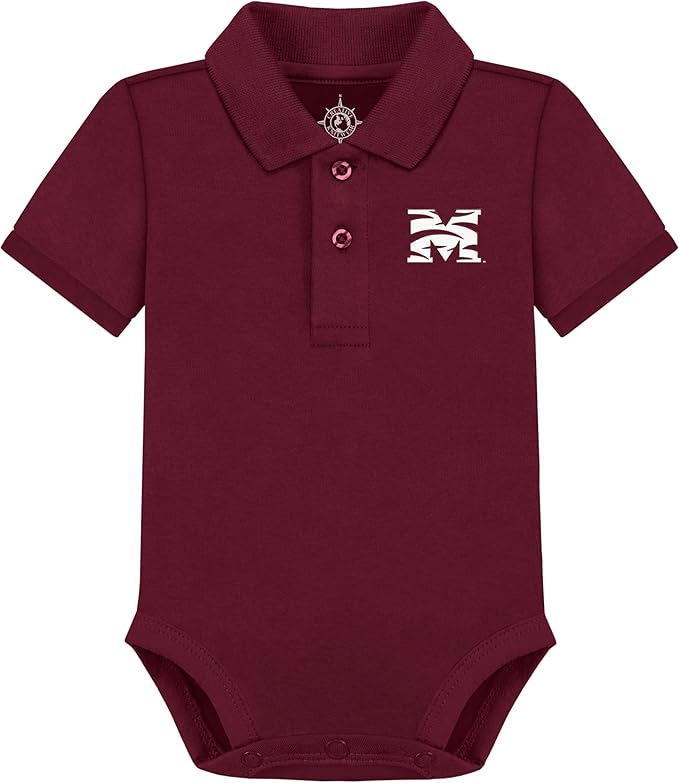 Creative Knitwear College Baby Polo Bodysuit Solid - Team Logo, Multiple Colors, for Boys & Girls (0-12 Months)