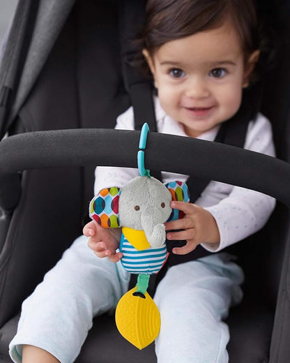 Skip Hop Bandana Buddies Baby Activity Chime & Teether Stroller Toy, Elephant, 3x2.5x7 Inch (Pack of 1)