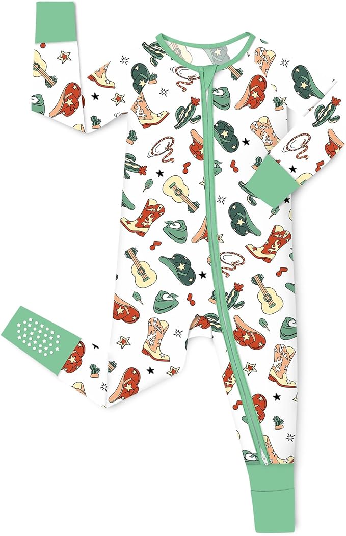 Bamboo Viscose Baby Convertible Footie Pajama, Zipper Pajamas for Baby Boys & Girls, Sleep & Play Footed Pjs