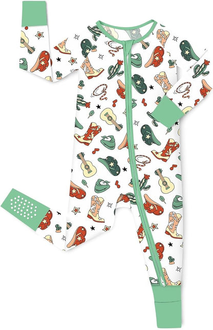 Bamboo Viscose Baby Convertible Footie Pajama, Zipper Pajamas for Baby Boys & Girls, Sleep & Play Footed Pjs