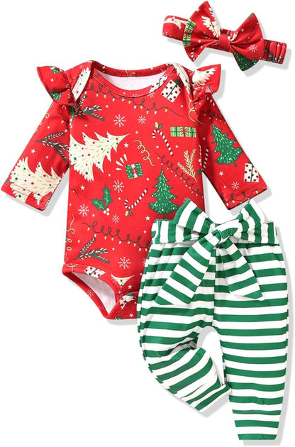 Aalizzwell Preemie Newborn Infant Baby Girls Clothes Ribbed Romper Bodysuit Pants Set Fall Winter Outfits