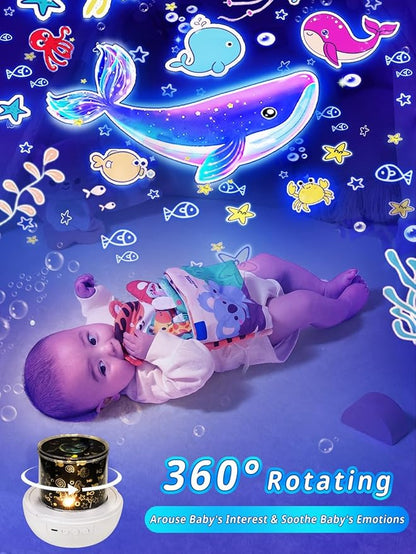 21 Sets of Films + Kids Night Light Projector, Projector Night Light for Kids Bedroom, Ceiling, Star Galaxy Projector with 360° Rotation, Dimmable for Baby Toddler Girl, Christmas, Nursery, Room Decor