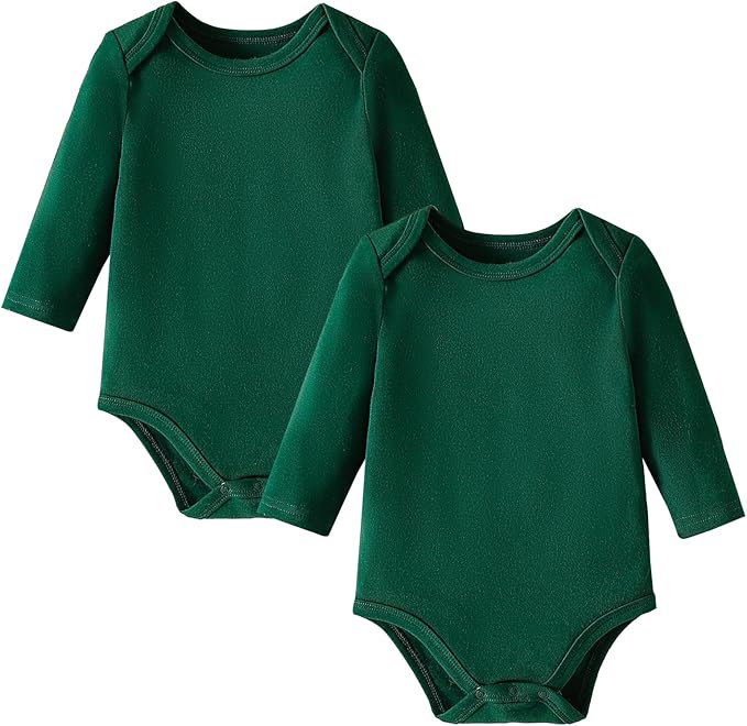 DEFAHN 2-Pack Unisex Baby Bodysuit Super Soft Viscose from Bamboo - Solid Long Sleeve Baby Boys Girls Onsies