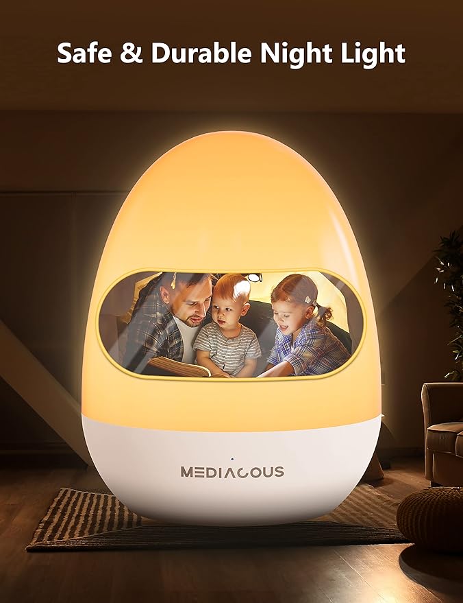 MediAcous Night Lights for Kids Room, Egg Light for Nursery with Stable Charging Pad, Dimmable Baby Night Light with 1H Timer & Touch Control, ABS+PC LED Egg Night Light for Breastfeeding, Up to 200H