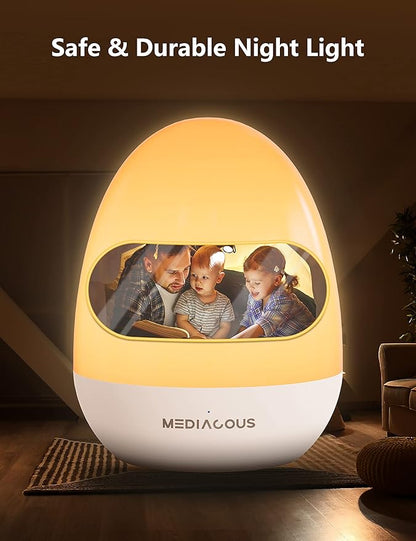 MediAcous Night Lights for Kids Room, Egg Light for Nursery with Stable Charging Pad, Dimmable Baby Night Light with 1H Timer & Touch Control, ABS+PC LED Egg Night Light for Breastfeeding, Up to 200H