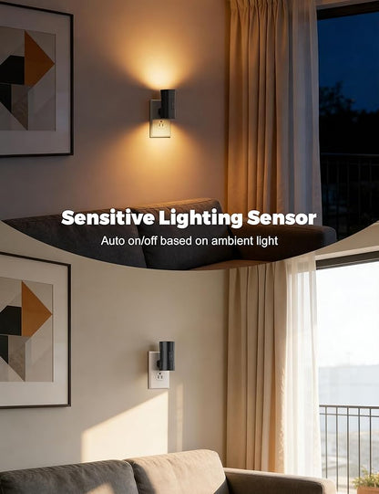 Night Light, 2-Pack Dimmable Plug-in Night Light with 90°Rotatable Plug, 0-100LM Adjustable Brightness, 3000K Warm White, 1W Ultra Low Energy for Bedroom, Hallway, Bathroom, Kids Room