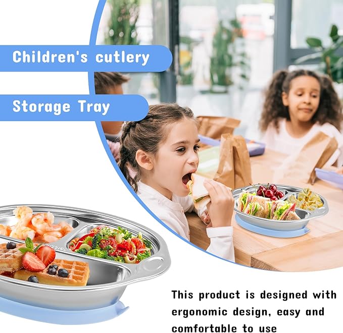 Stainless Steel Baby Suction Plates: Divided Plates for Babies and Toddlers, Made of 100% Food-Grade Materials Ideal for Baby-Led Weaning BPA-Free Toddler Feeding Dishwasher Safe Purple