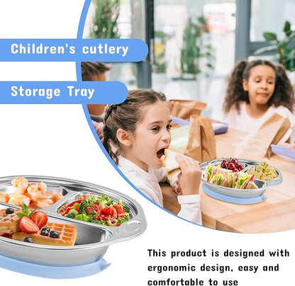 Stainless Steel Baby Suction Plates: Divided Plates for Babies and Toddlers, Made of 100% Food-Grade Materials Ideal for Baby-Led Weaning BPA-Free Toddler Feeding Dishwasher Safe Purple