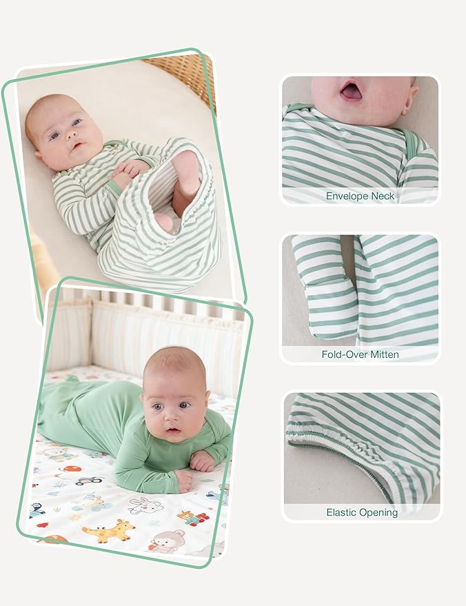Bamboo Viscose 2-Pack Baby Gowns for Boys and Girls Long Sleeve Infant and Newborn Sleepers