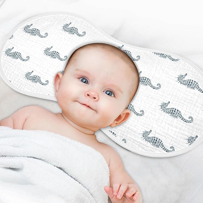 vvfelixl Muslin Burp Cloths Retro Seahorse Baby Washcloths for Baby Girl Boys 2 Pack