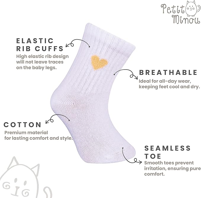 Bella Baby & Toddler Seamless-Toe Turkish Cotton Crew Socks (6-Pack)