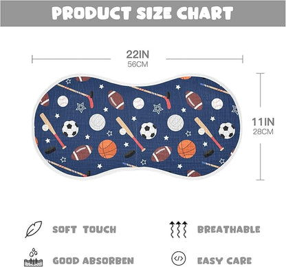 vvfelixl Muslin Burp Cloths Team Sports Baby Washcloths for Baby Girl Boys 2 Pack