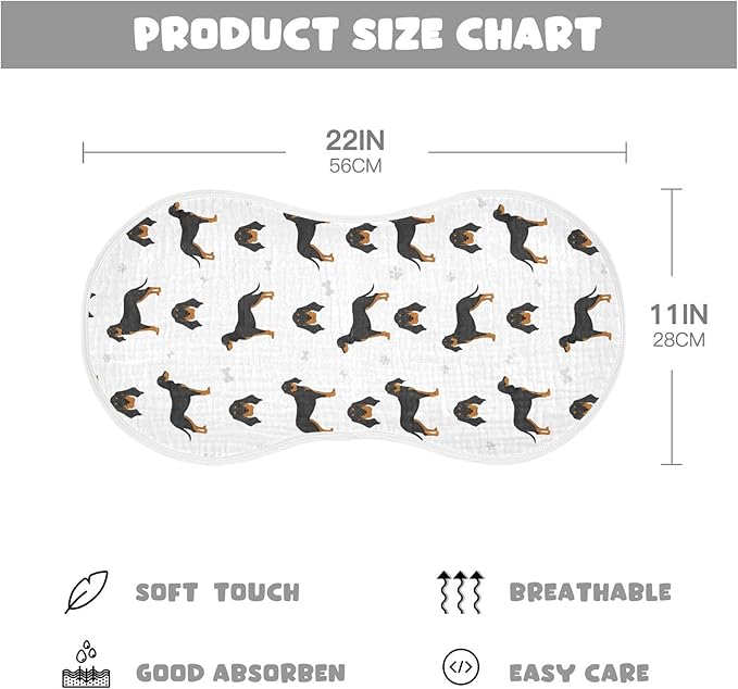 vvfelixl Baby Burp Cloths Black and Tan Coonhound Baby Newborn Cotton Burping Cloths Set Baby Washcloths 4 Pack